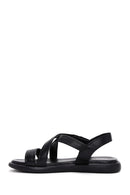 Women's Black Ankle Strap Leather Comfort Sandals | Derimod