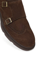 Male Brown Buckled Suede Casual Shoes | Derimod