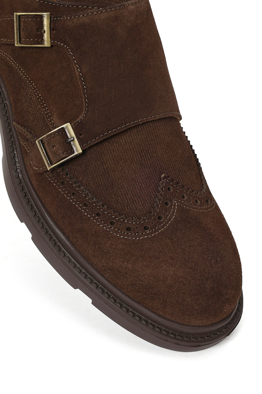 Male Brown Buckled Suede Casual Shoes