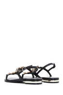 Women's Black Ankle Strap Stone Sandals | Derimod