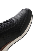 Men's Black Leather Printed Sneaker | Derimod