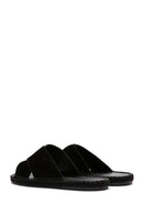 Men's Black Suede Leather Slippers | Derimod