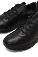 Woman Black Lace-Up Leather Sneaker | Derimod