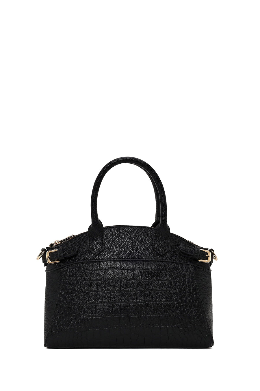Woman Black Long-Strap Croc-Pattern Classic Shoulder Bag