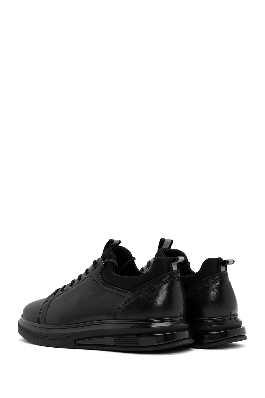 Men's Black Lace-up Leather Sneaker