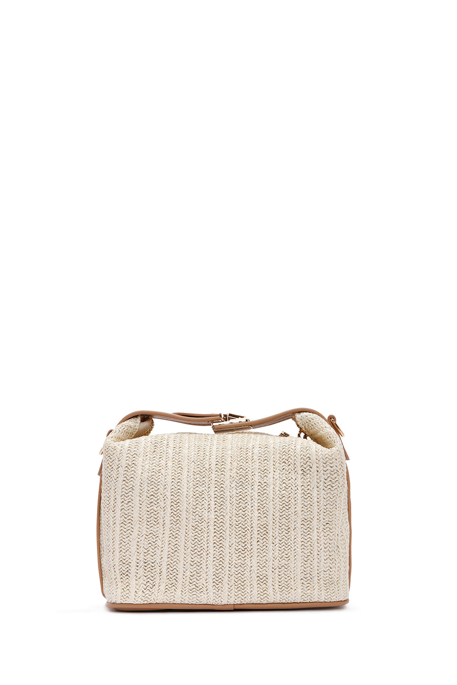Women's Cream Long Strap Straw Handle Bag