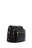 Women's Black Long Strap Patterned Crossbody Bag | Derimod