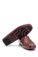 Men's Leather Knit Detailed Loafer | Derimod