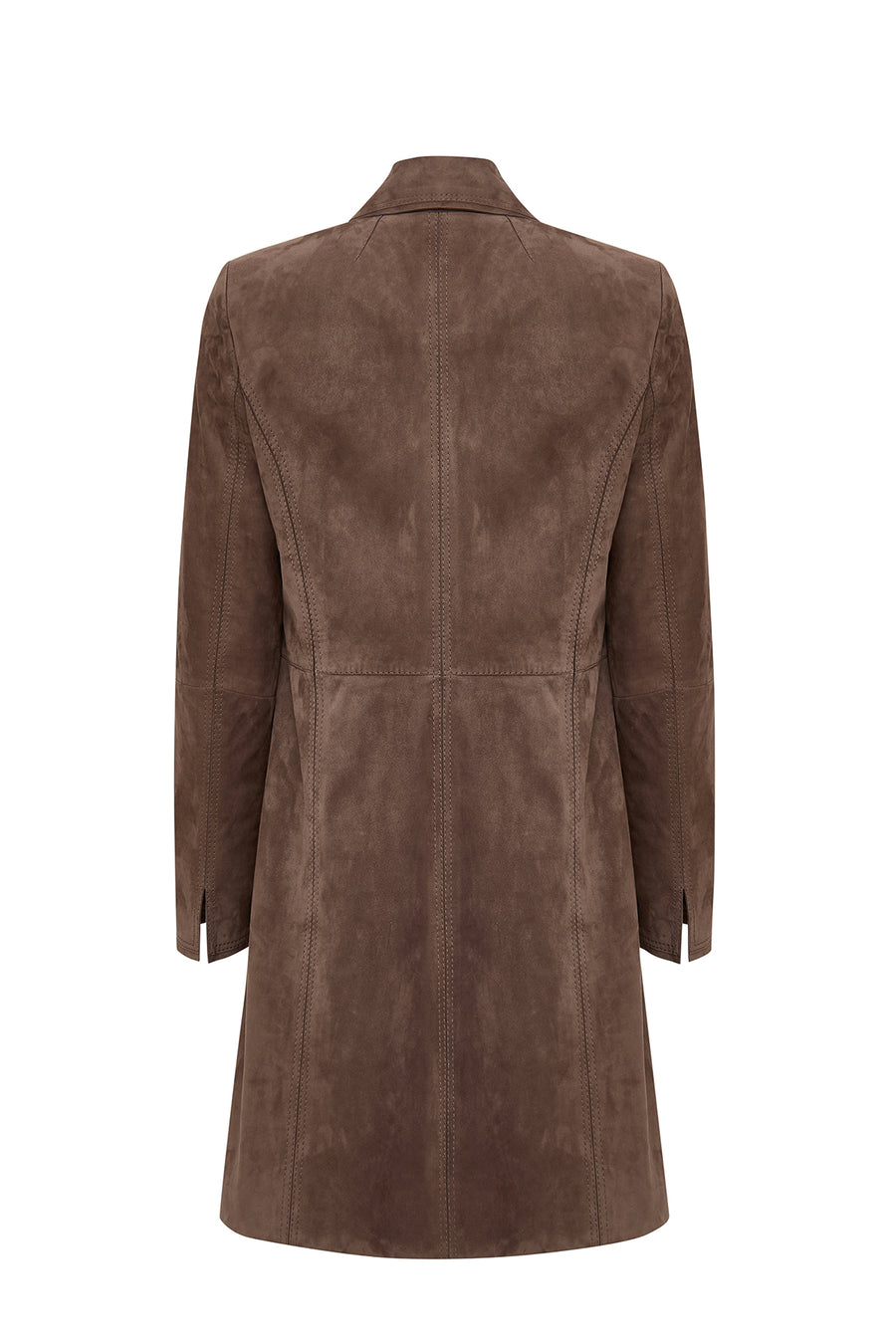Tara Women's Taupe Suede Leather Coat