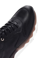 Men's Black Lace-up Thick-Sole Leather Casual Sneaker | Derimod