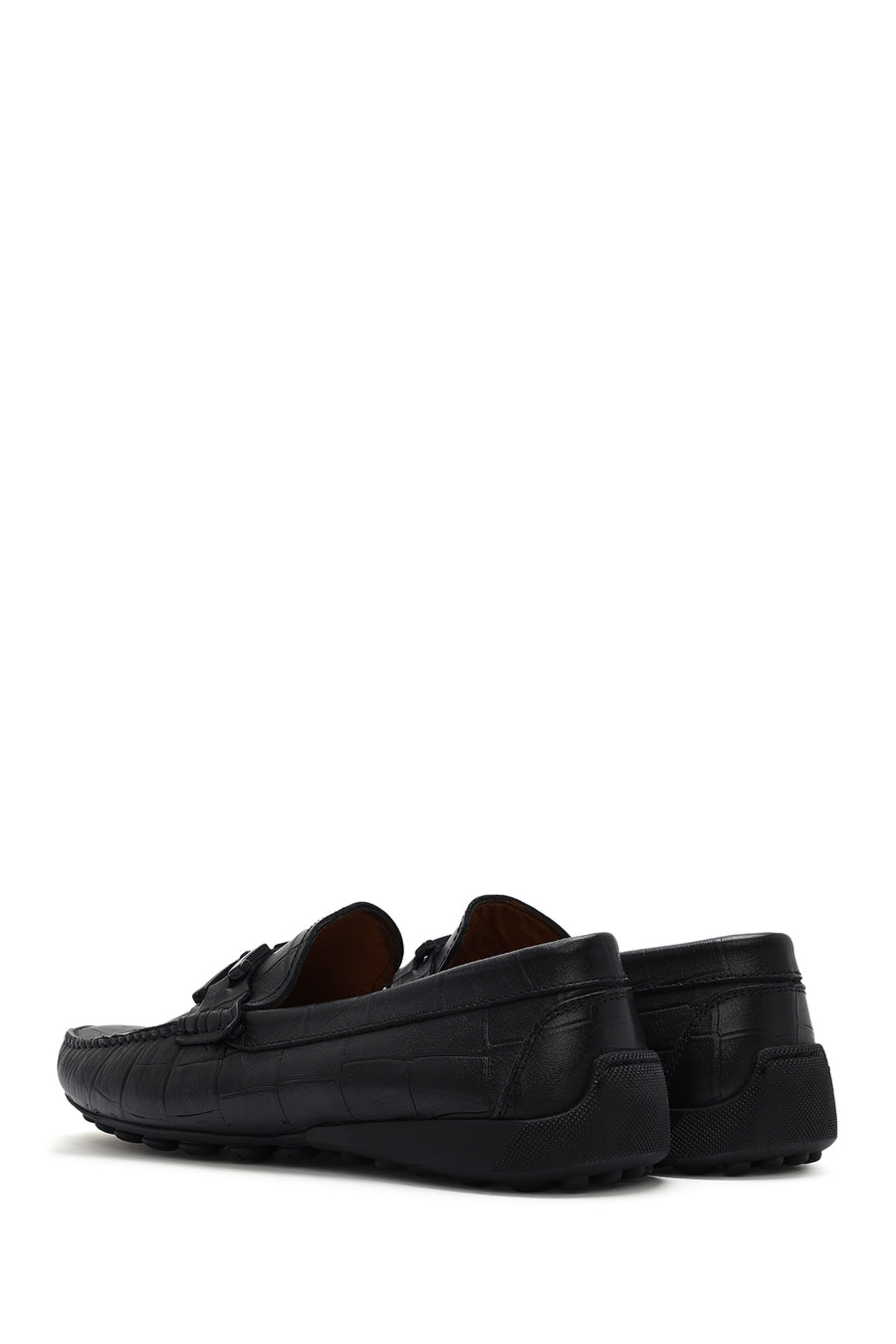 Men's Black Buckled Leather Loafer
