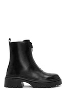 Women's Black Double Zipper Leather Boots | Derimod