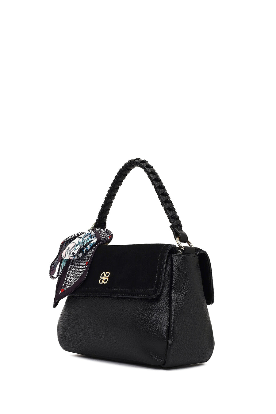 Woman Black Long-Strap Suede Shoulder Bag