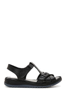 Women's Black Strappy Leather Comfort Sandals | Derimod