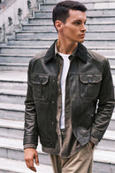 Explorer Male Green Suede Leather Jacket | Derimod