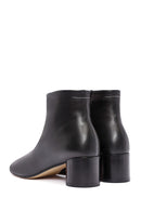 Women's Black Zippered Thick Heeled Leather Boots | Derimod