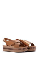 Women's Bronze Ankle Strap Thick Soled Metallic Sandals | Derimod