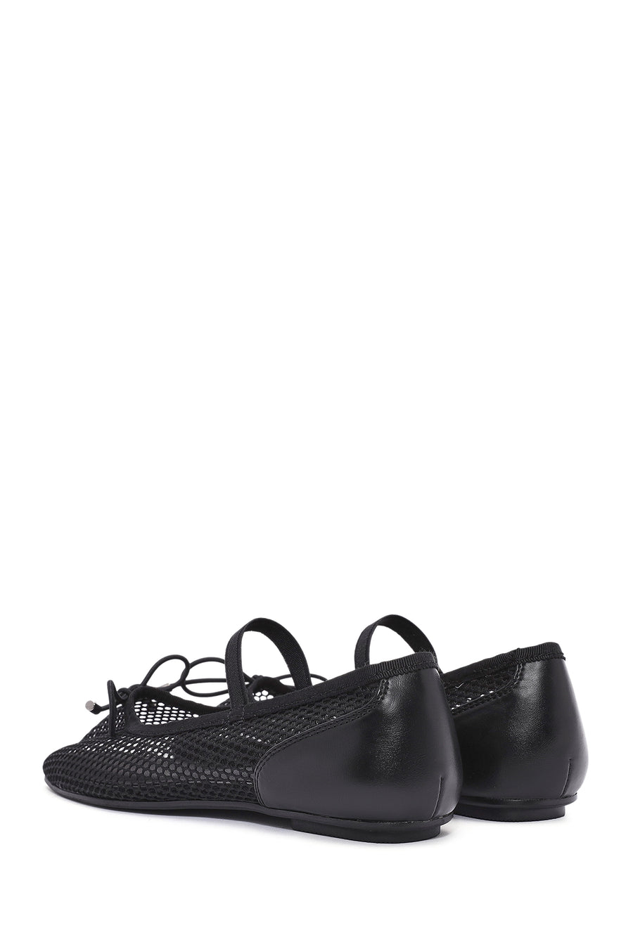 Women's Black Fabric Fishnet Ballerinas