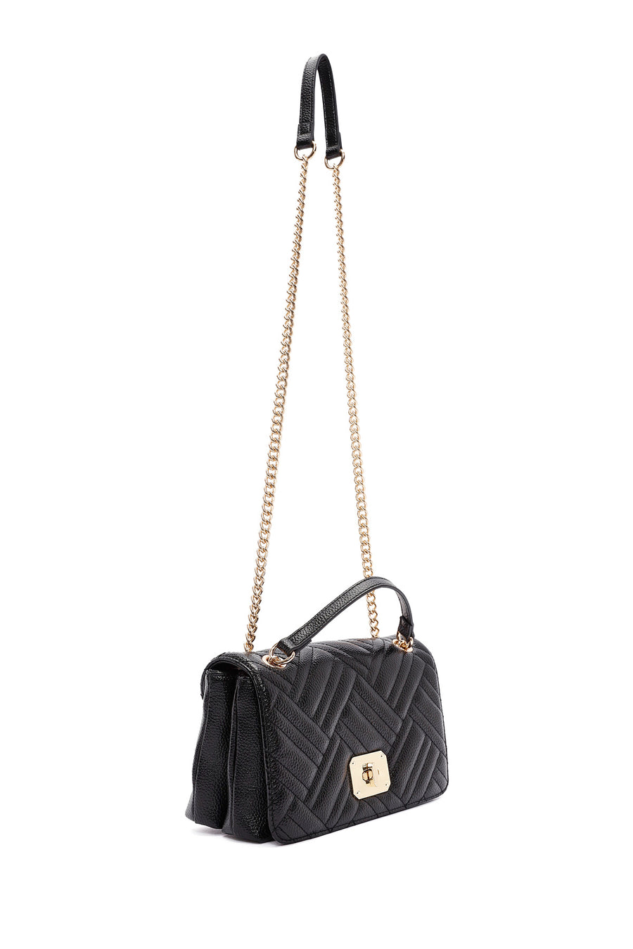 Women's Black Long Chain Strap Quilted Shoulder Bag