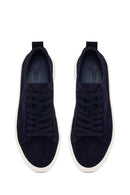 Men's Navy Blue Lace-up Suede Leather Sneaker | Derimod