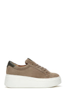 Women's Mink Suede Leather Thick Soled Sneaker | Derimod