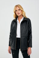 Nancy Women's Black Oversize Leather Jacket | Derimod