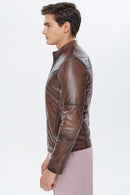 Neymar Men's Brown Leather Jacket | Derimod