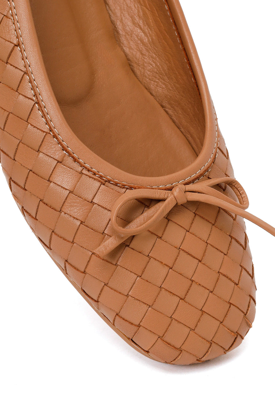 Woman Beige Braided Leather Ballet Flat