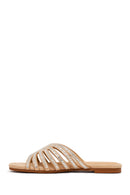 Woman Beige Rhinestone Slipper | Derimod