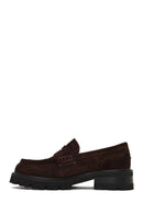 Woman Brown Thick-Soled Suede Loafer | Derimod
