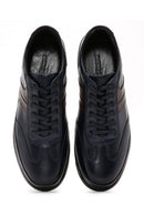 Men's Navy Blue Leather Casual Sneaker | Derimod