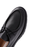 Women's Black Lace-Up Leather Masculine Shoes | Derimod