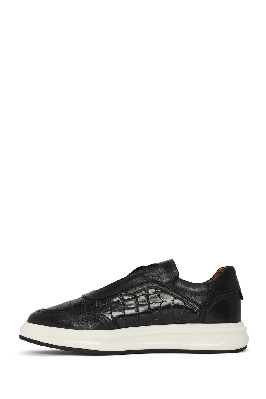 Male Black Patterned Leather Sneaker
