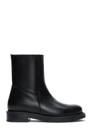 Women's Black Leather Zippered Flat Classic Boots | Derimod