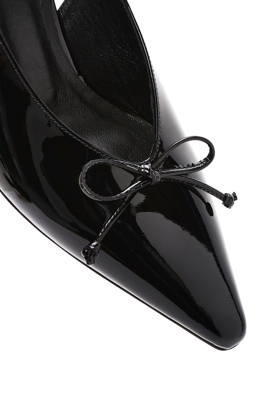Women's Black Open Back Thin Heel Patent Leather Shoes