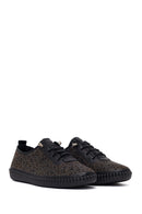 Woman Black Patterned Leather Comfort Shoes | Derimod