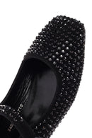 Women's Black Stone Leather Ballerinas | Derimod