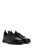 Male Black Lace-Up Thick-Soled Leather Sneaker | Derimod