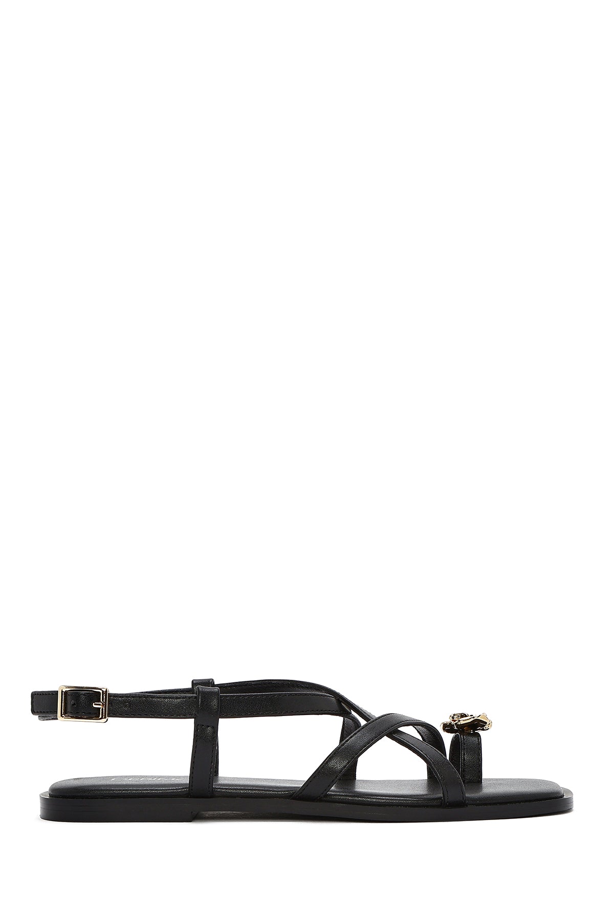 Kadın Siyah Tokalı Parmak Arası Sandalet 25SFD442218 | Derimod