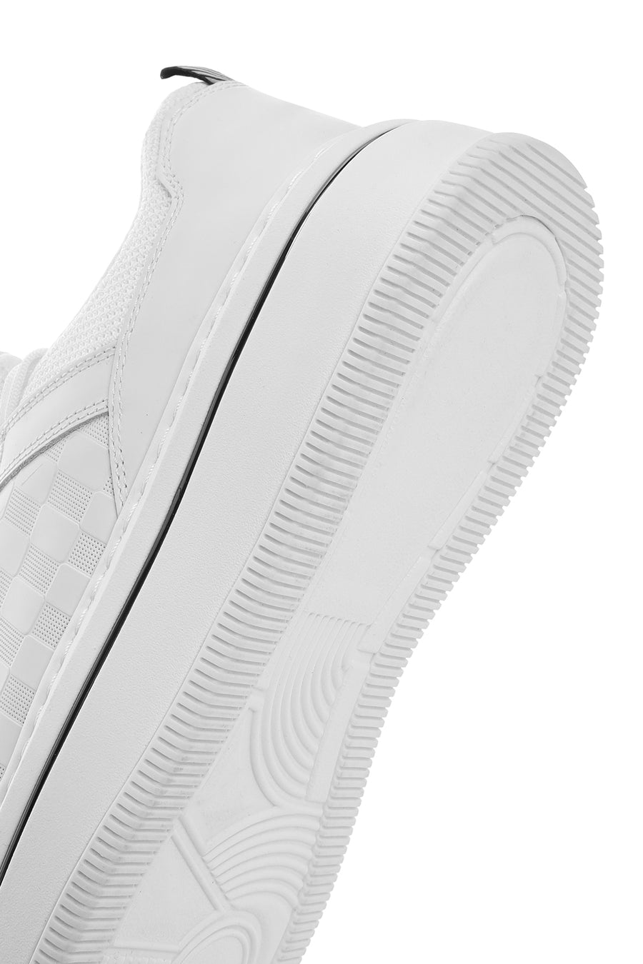 Erkek Beyaz Bağcıklı Kalın Tabanlı Deri Sneaker