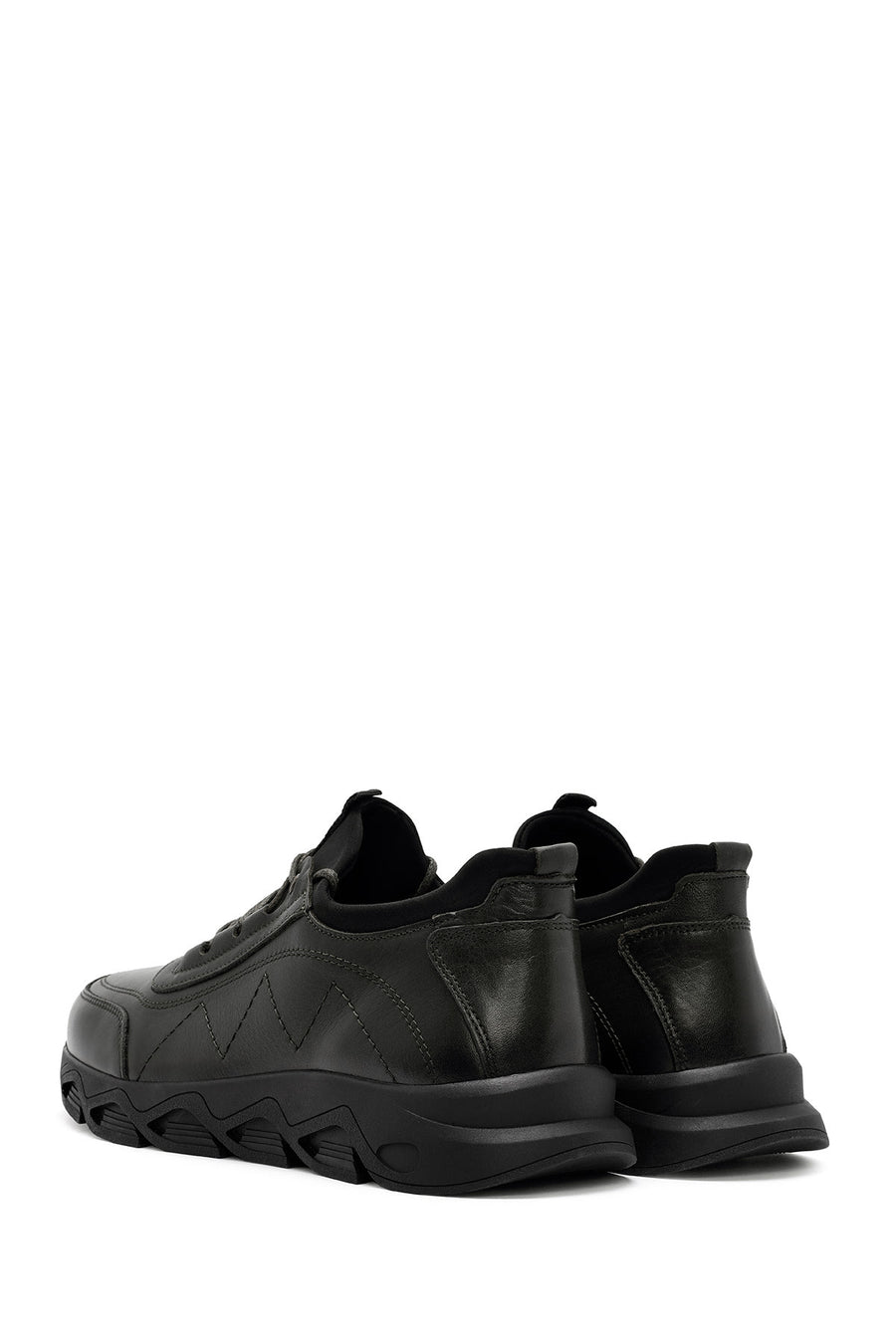 Men's Green Lace-Up Nubuck Leather Casual Shoes