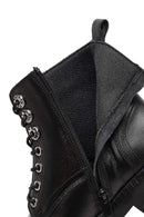 Woman Black Zip Closure Thick-Soled Leather Combat Boots | Derimod