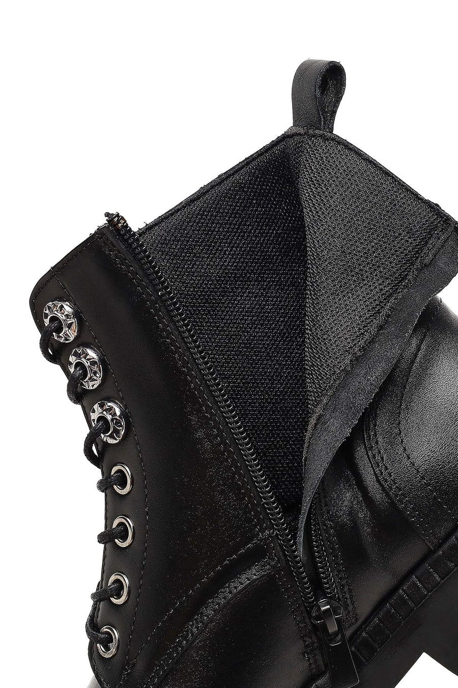 Women's Black Zippered Thick-Soled Leather Ankle Boots