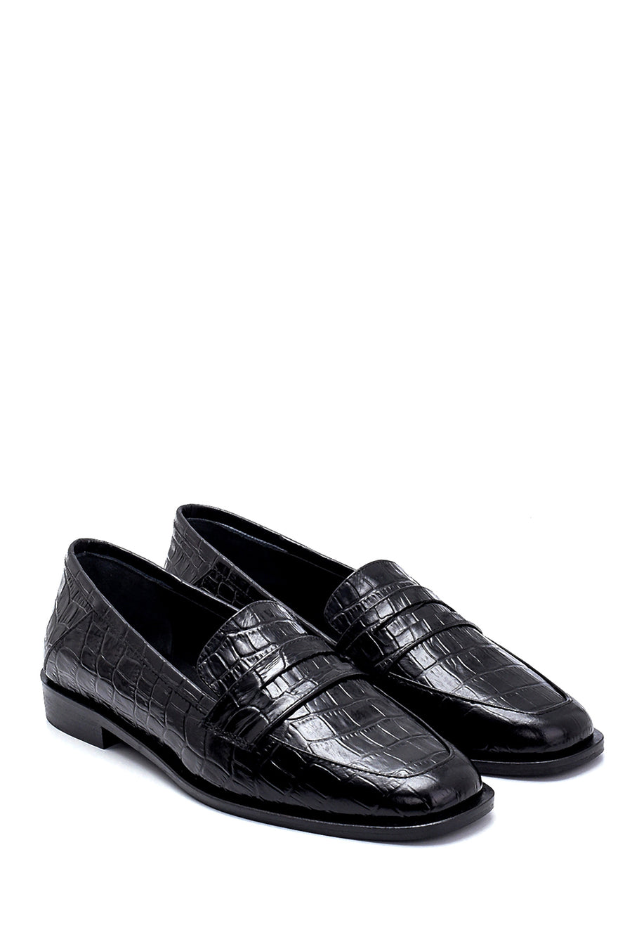 Kadın Deri Kroko Detaylı Loafer