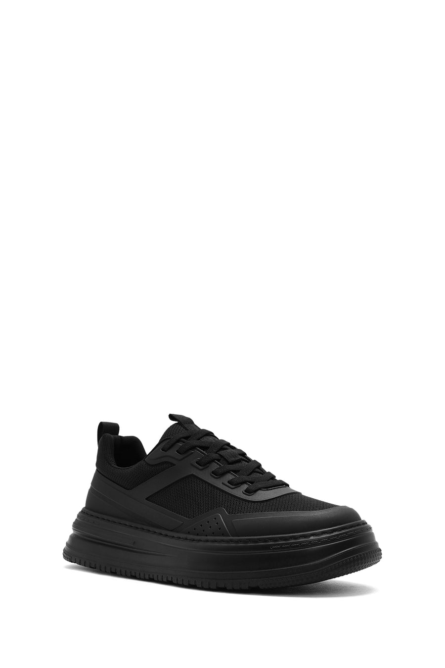 Men's Black Lace-Up Thick Sole Sneaker