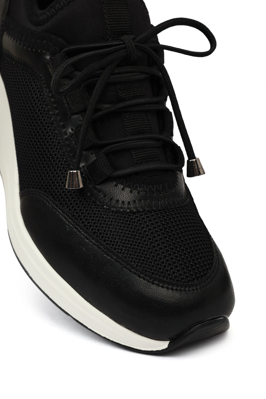 Kadın Siyah Bağcıklı Dolgu Topuklu Sneaker
