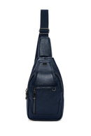 Men's Navy Blue Leather Crossbody Bag | Derimod