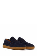 Men's Navy Blue Suede Leather Loafer | Derimod