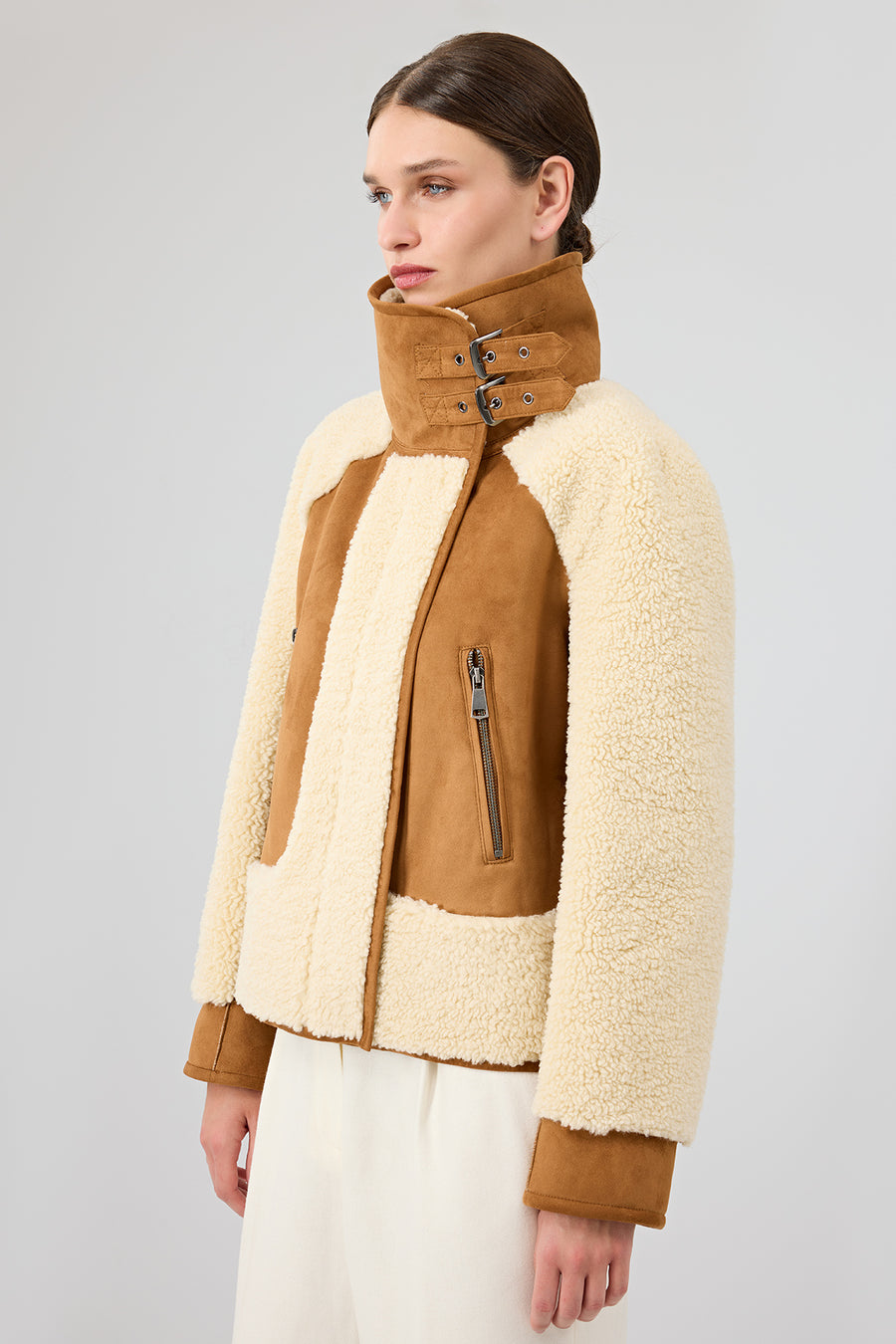 Samoens Women's Beige Short Teddy Coat
