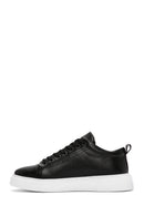 Men's Black Lace-up Thick-Sole Leather Sneaker | Derimod